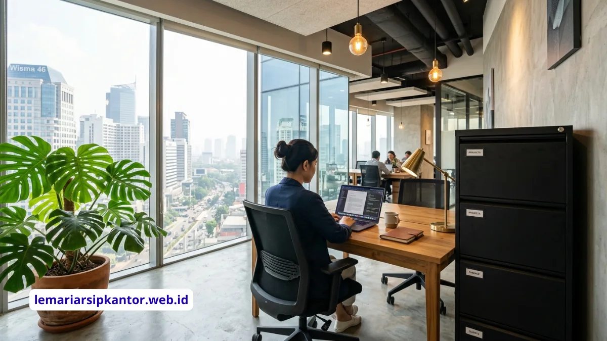 File cabinet besi di kantor modern