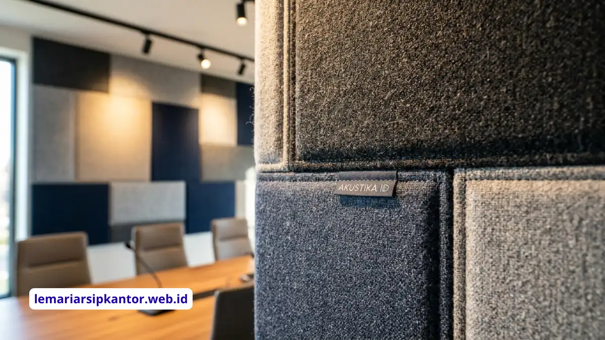 Panel akustik peredam suara pada dinding ruang rapat kantor