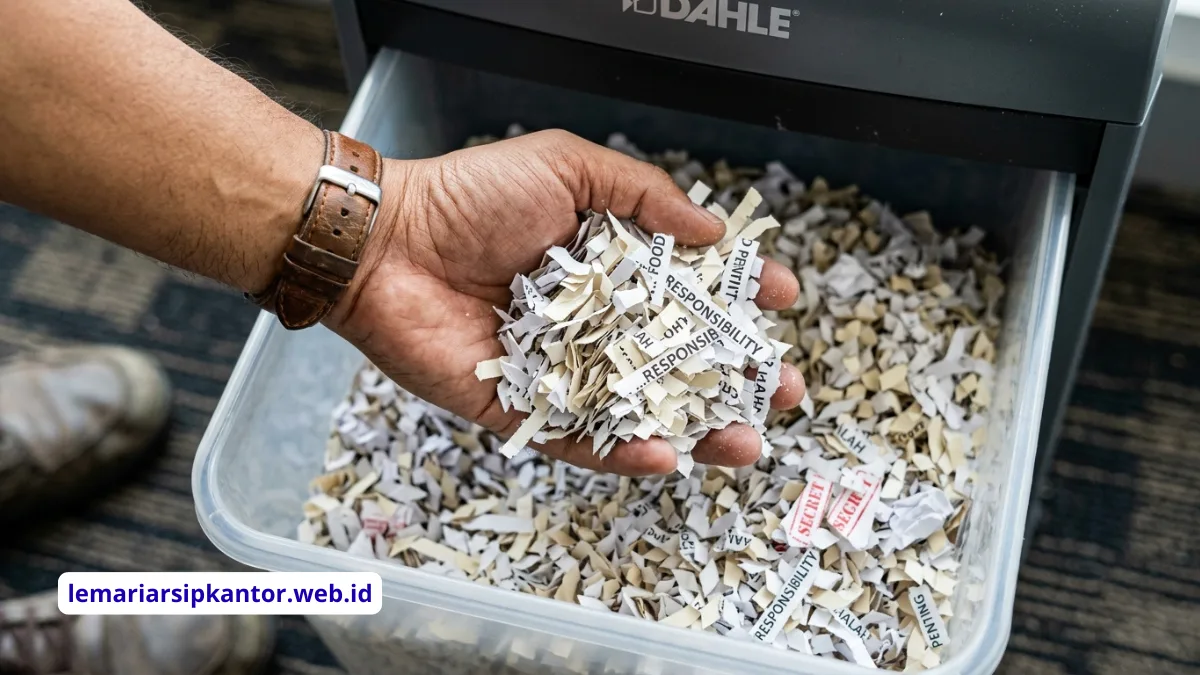 Potongan kertas cross-cut dari paper shredder kantor